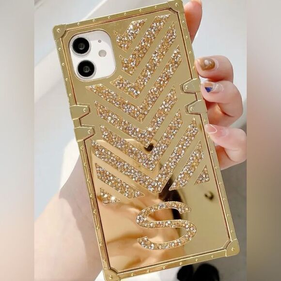 5 for $25🔥iPhone 14 Plus Golden Glitter "S" Initial Phone Case- New - Picture 1 of 5